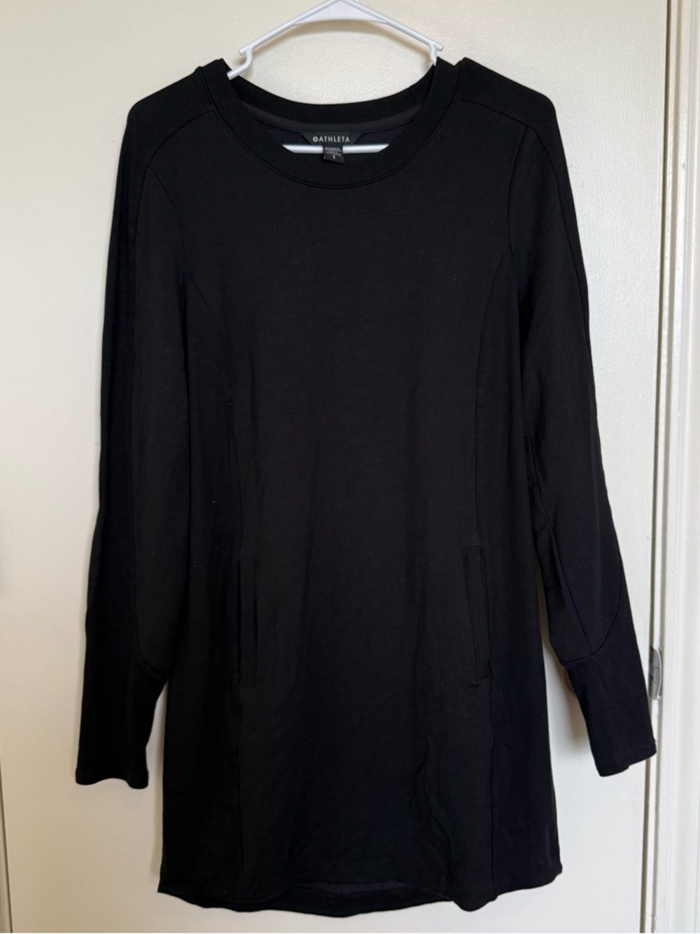 Athleta Black Crewneck Long Sleeve dress